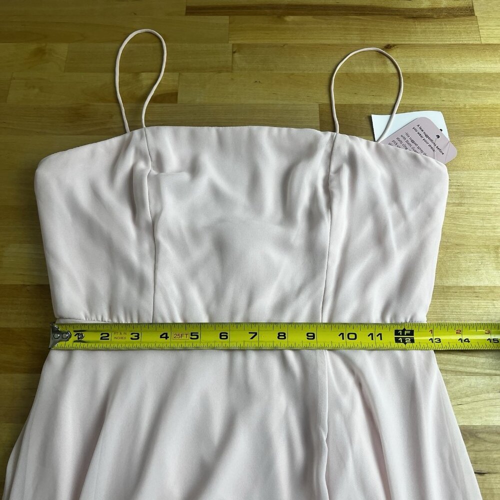 Lovely LB012 Size 4 Lux Chiffon Elliot Maxi Dress Square Neck Blush Pink - Picture 12 of 13